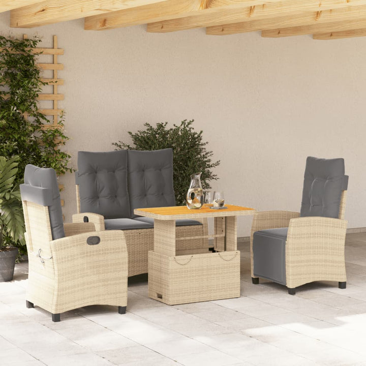Soffgrupp För Trädgården Med Dynor 4 Delar Beige Konstrotting