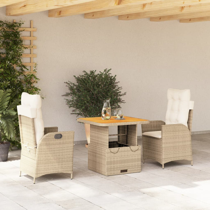 Matgrupp För Trädgården Med Dynor 2 Delar Beige Konstrotting