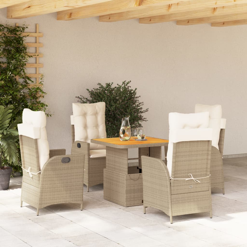 Matgrupp För Trädgården Med Dynor 2 Delar Beige Konstrotting