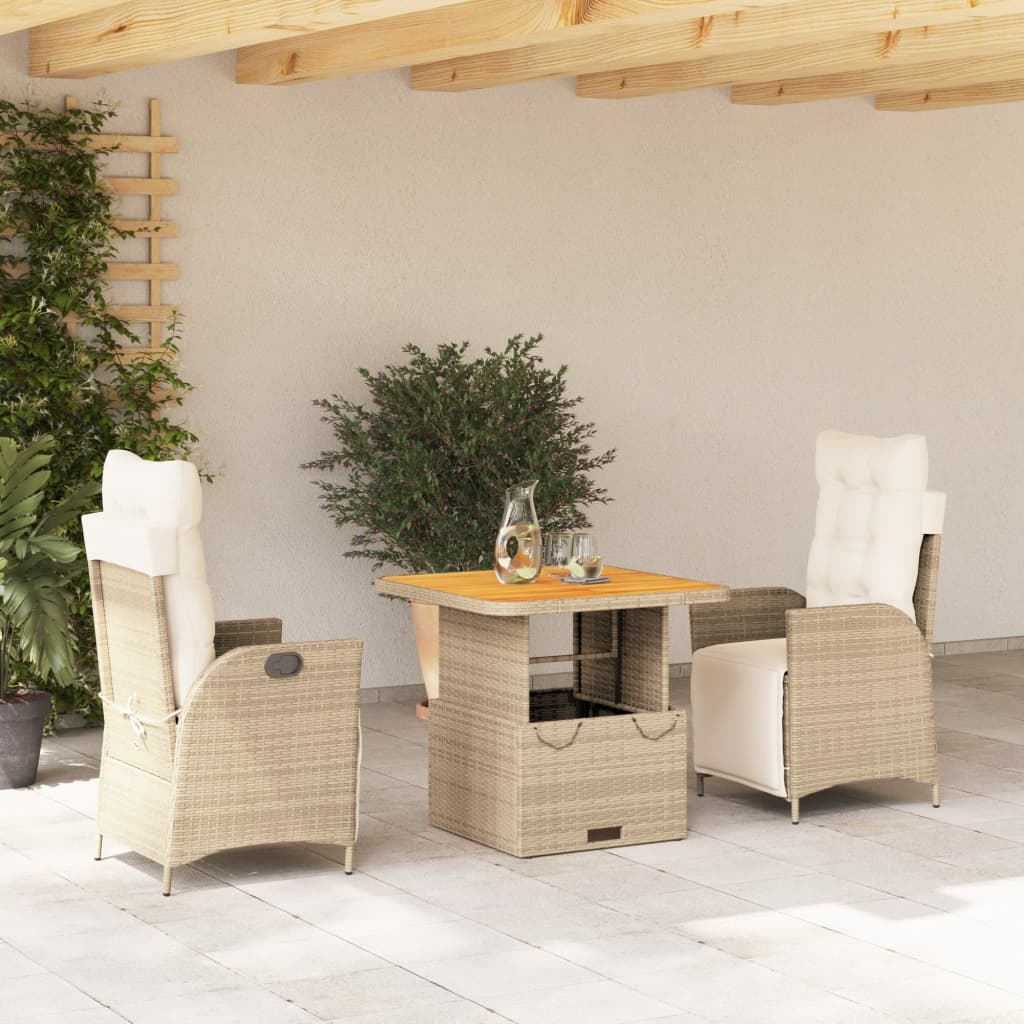 Matgrupp För Trädgården Med Dynor 2 Delar Beige Konstrotting