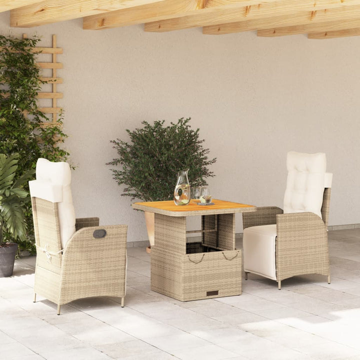 Matgrupp För Trädgården Med Dynor 2 Delar Beige Konstrotting
