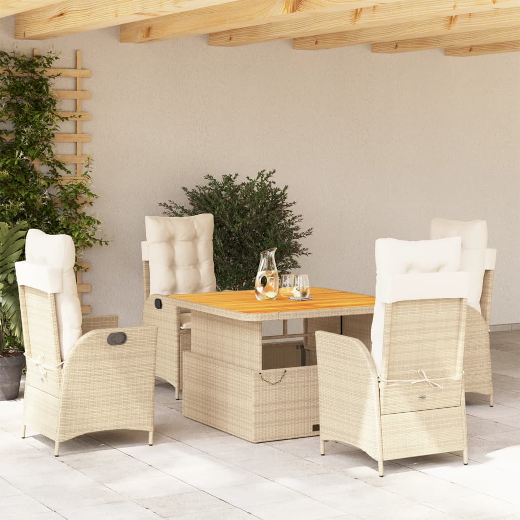 Matgrupp För Trädgården Med Dynor 2 Delar Beige Konstrotting