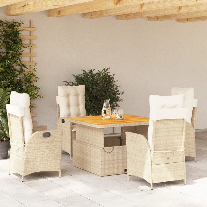 Matgrupp För Trädgården Med Dynor 2 Delar Beige Konstrotting