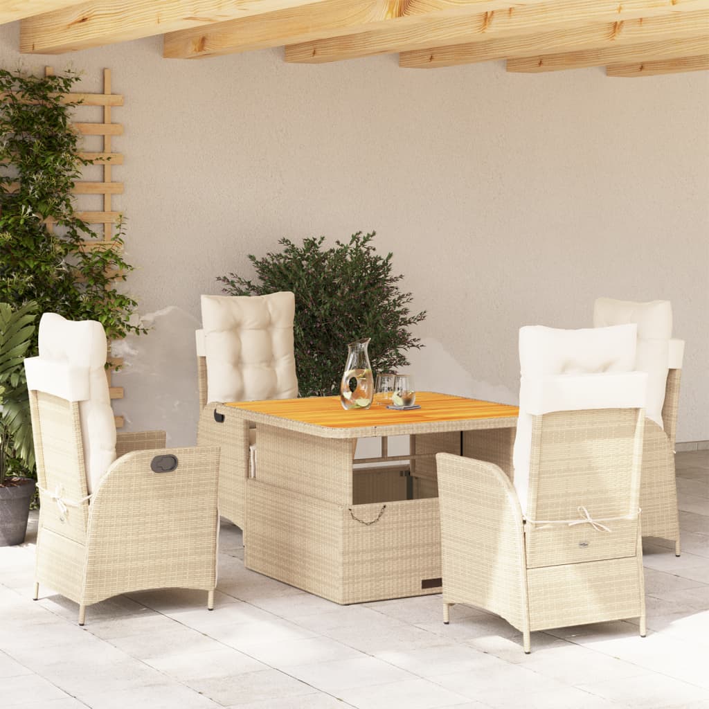 Matgrupp För Trädgården Med Dynor 2 Delar Beige Konstrotting