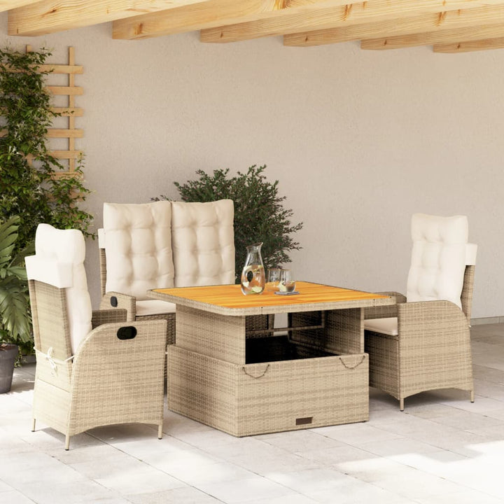 Matgrupp För Trädgården Med Dynor 2 Delar Beige Konstrotting