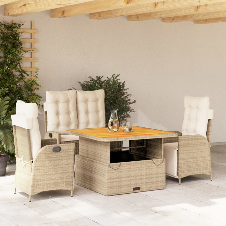 Matgrupp För Trädgården Med Dynor 2 Delar Beige Konstrotting
