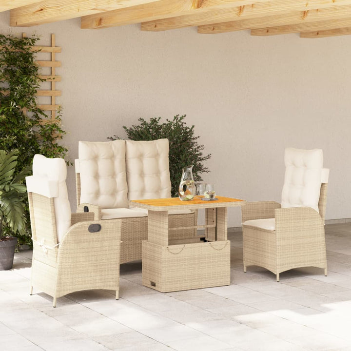 Matgrupp För Trädgården Med Dynor 2 Delar Beige Konstrotting