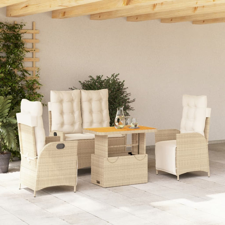 Matgrupp För Trädgården Med Dynor 2 Delar Beige Konstrotting
