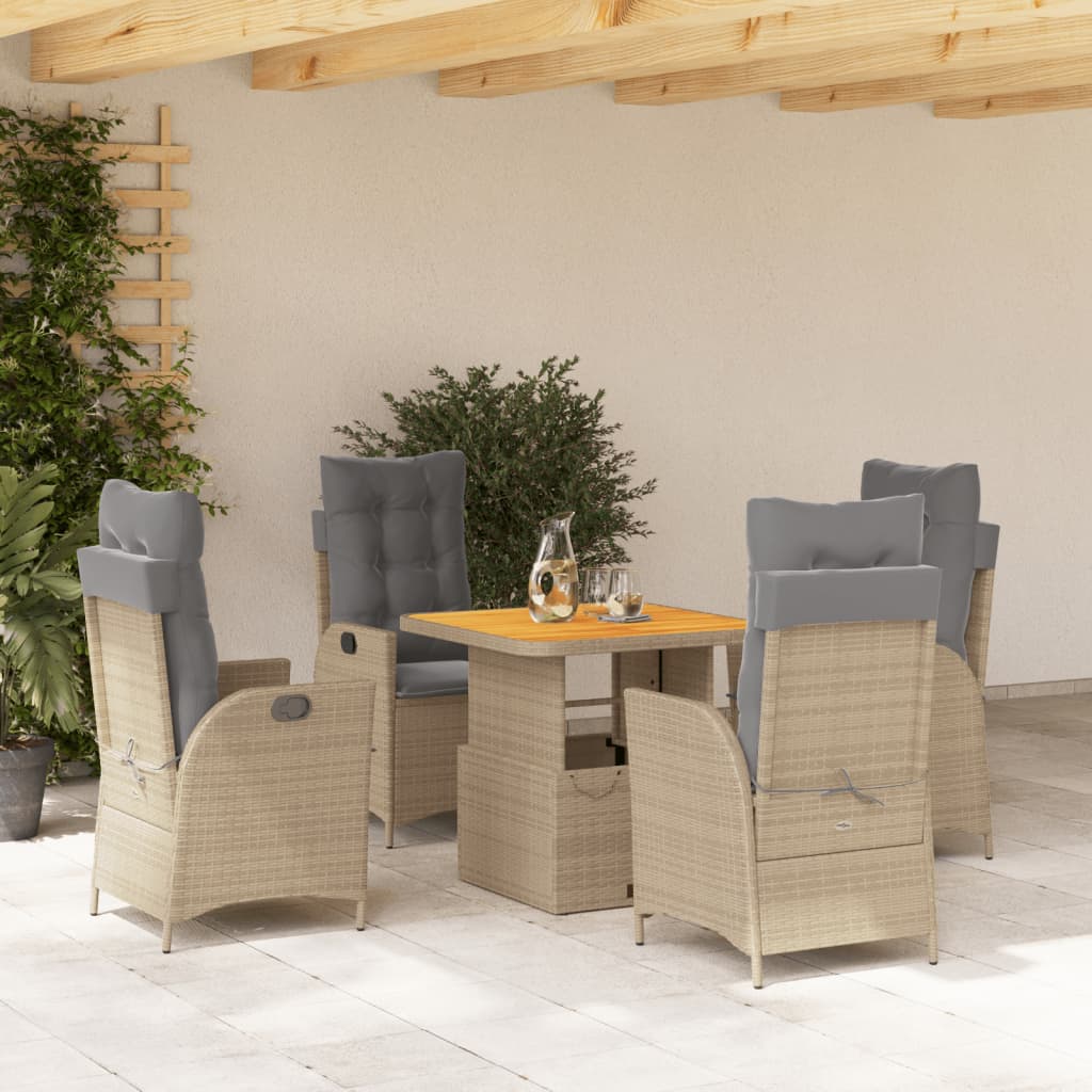 Matgrupp För Trädgården Med Dynor 2 Delar Beige Konstrotting