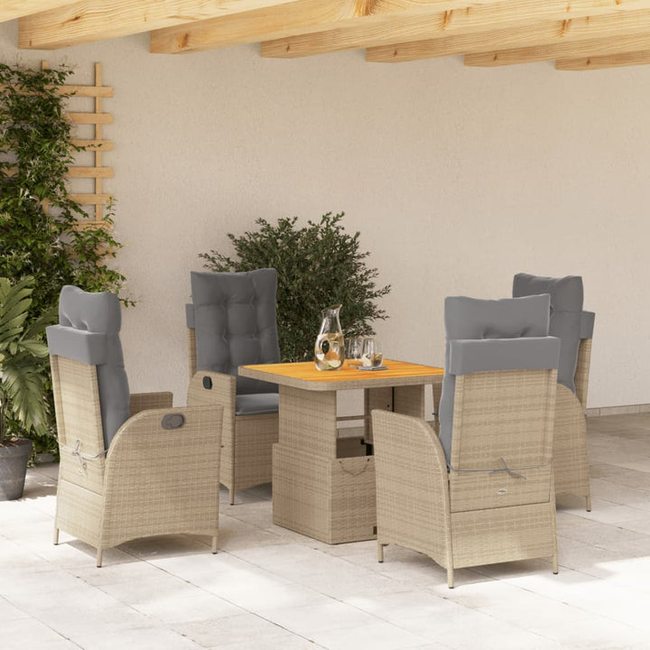 Matgrupp För Trädgården Med Dynor 2 Delar Beige Konstrotting