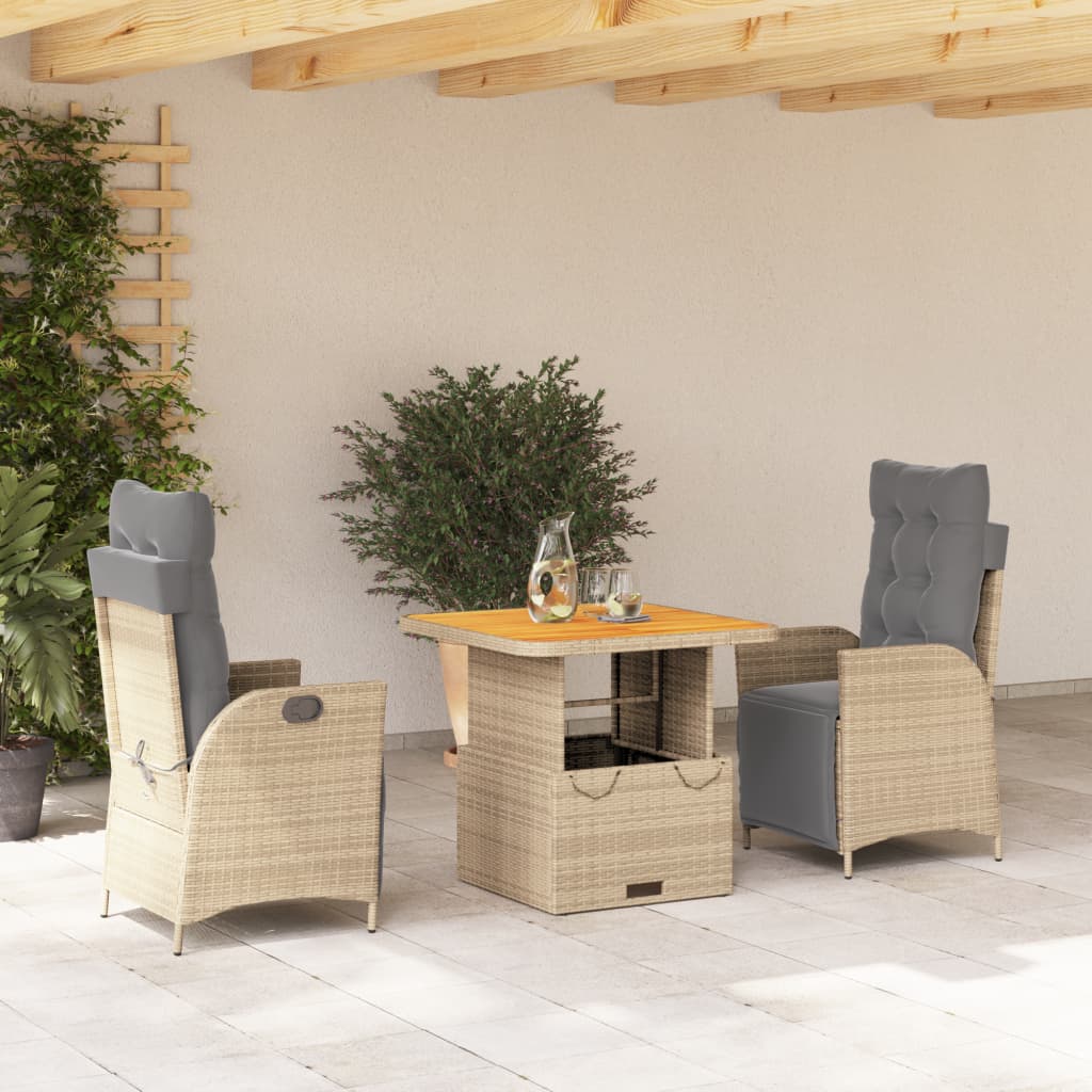 Matgrupp För Trädgården Med Dynor 2 Delar Beige Konstrotting