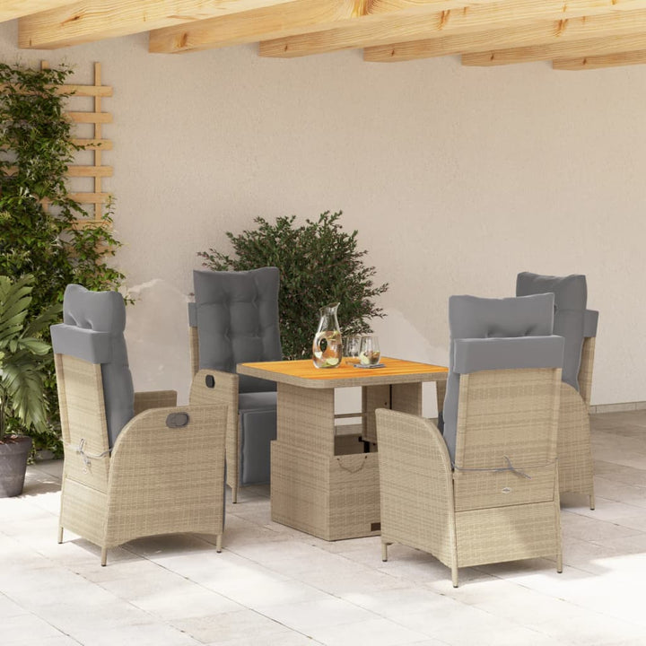Matgrupp För Trädgården Med Dynor 2 Delar Beige Konstrotting