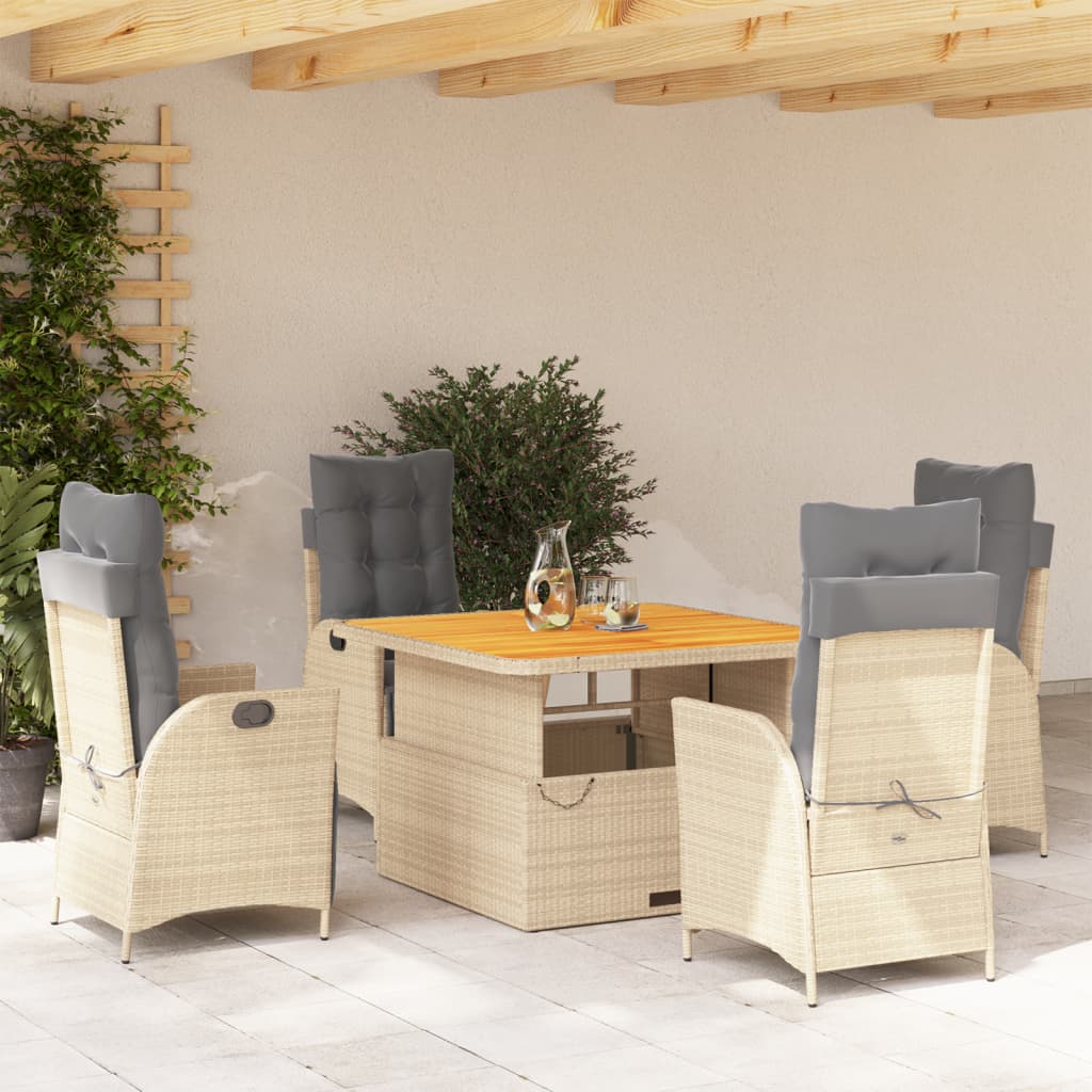 Matgrupp För Trädgården Med Dynor 2 Delar Beige Konstrotting