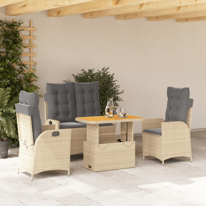 Matgrupp För Trädgården Med Dynor 2 Delar Beige Konstrotting