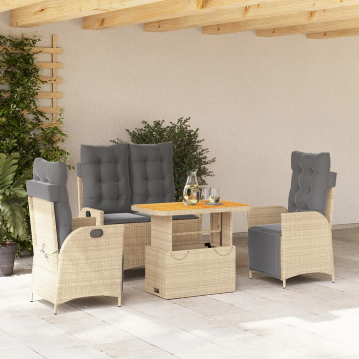 Matgrupp För Trädgården Med Dynor 2 Delar Beige Konstrotting