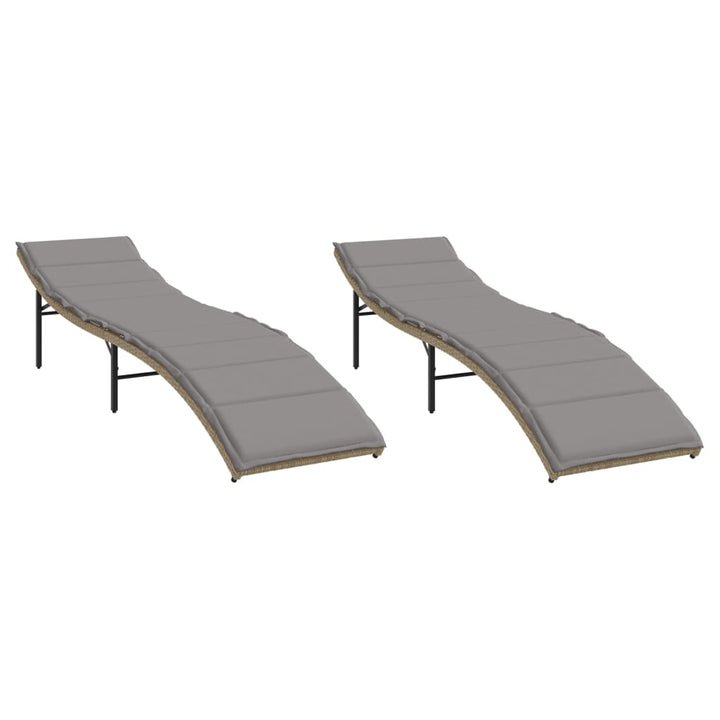Solsängar 2 St Med Dynor Beige Konstrotting