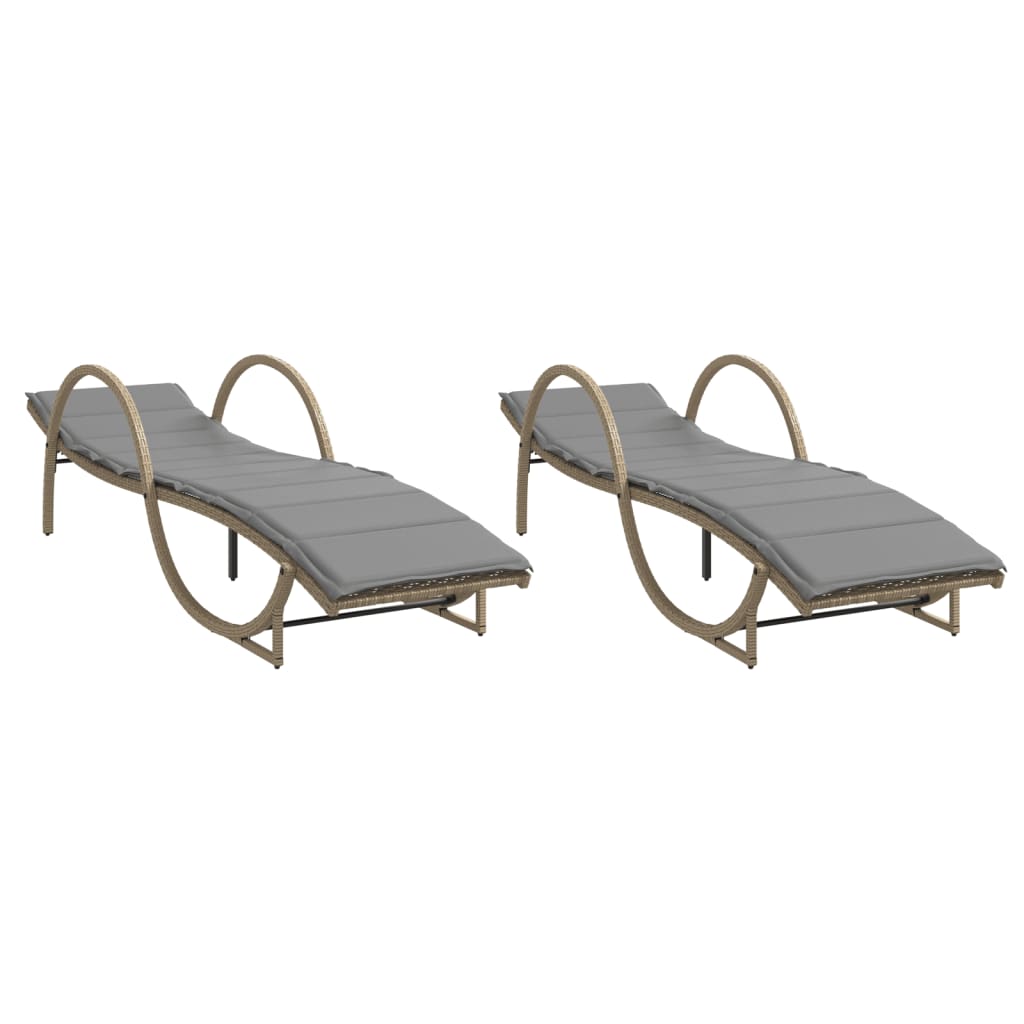 Solsängar 2 St Med Dynor Beige Konstrotting