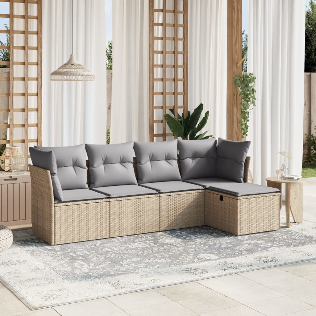 Loungegrupp För Trädgården Med Dynor 5 Delar Konstrotting
