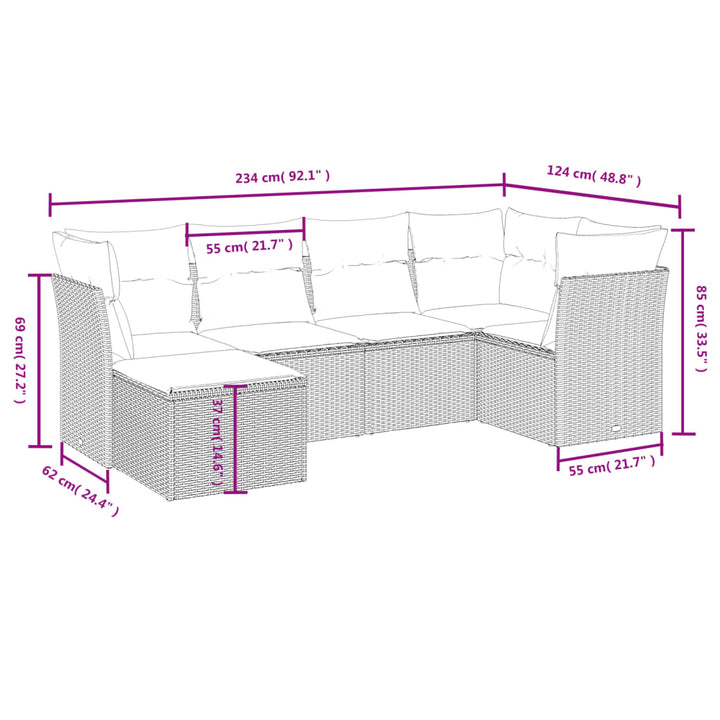 Loungegrupp Med Dynor 6 Delar Konstrotting