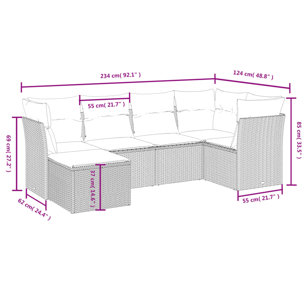 Loungegrupp Med Dynor 6 Delar Konstrotting