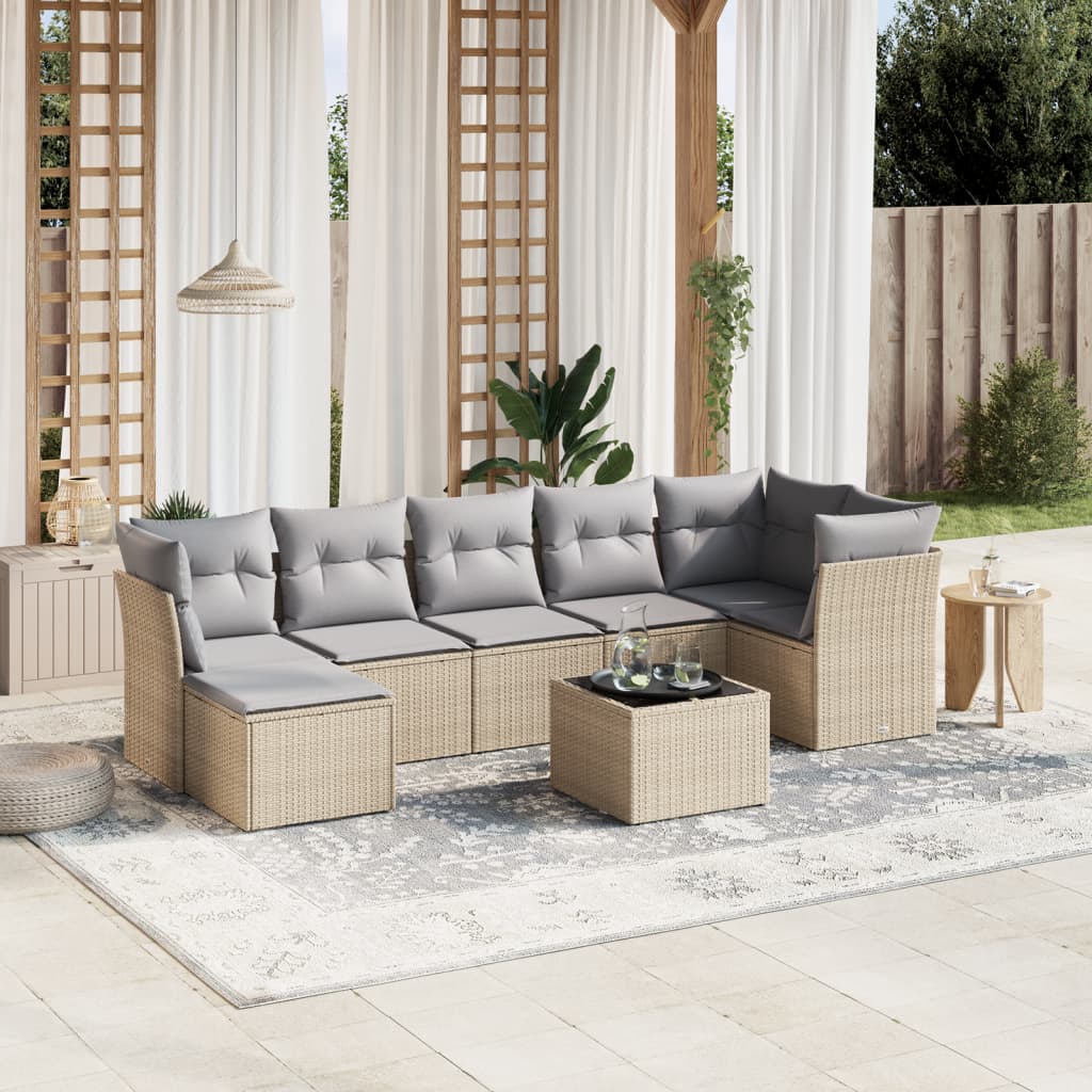Loungegrupp För Trädgården Med Dynor 8 Delar Svart Konstrotting