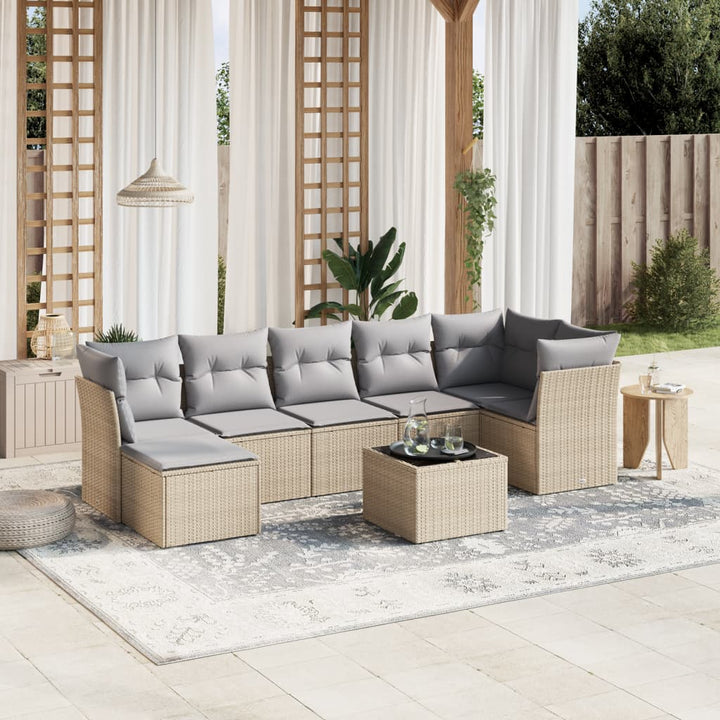 Loungegrupp För Trädgården Med Dynor 8 Delar Svart Konstrotting