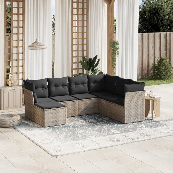 Matgrupp För Trädgården Med Dynor 7 Delar Beige Konstrotting