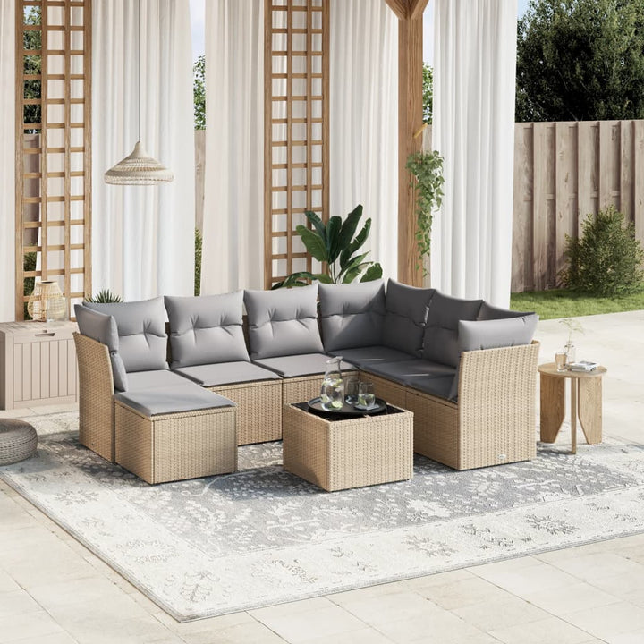 Matgrupp För Trädgården Med Dynor 7 Delar Beige Konstrotting