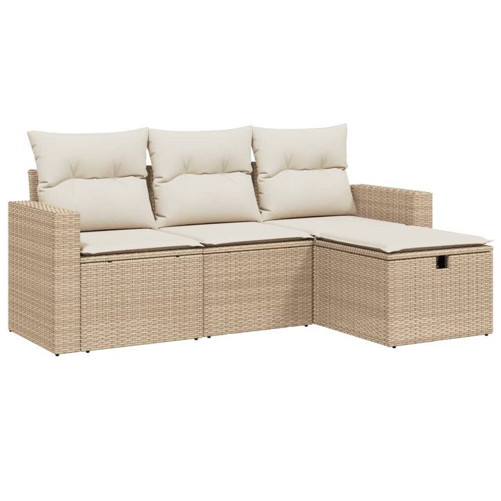 Soffgrupp För Trädgård Med Dynor 4 Delar Beige Konstrotting