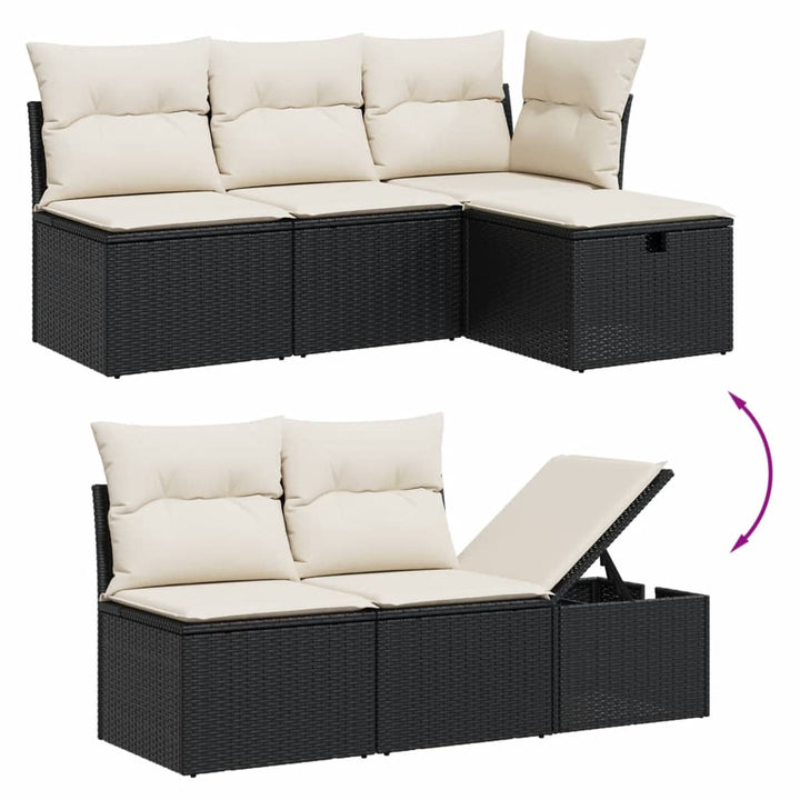 Loungegrupp För Trädgården Med Dynor 5 Delar Svart Konstrotting