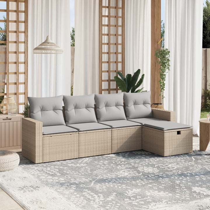 Loungegrupp För Trädgården Med Dynor 5 Delar Svart Konstrotting