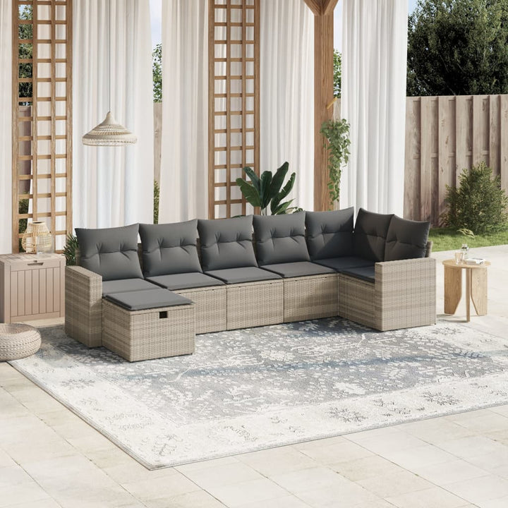 Matgrupp För Trädgården Med Dynor 7 Delar Beige Konstrotting