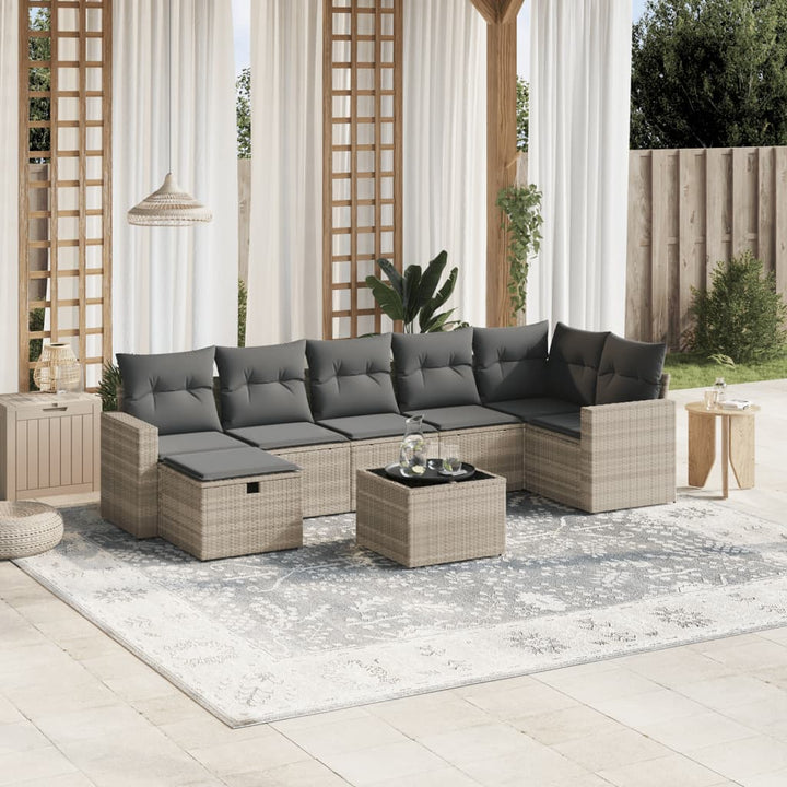 Matgrupp För Trädgården Med Dynor 7 Delar Beige Konstrotting