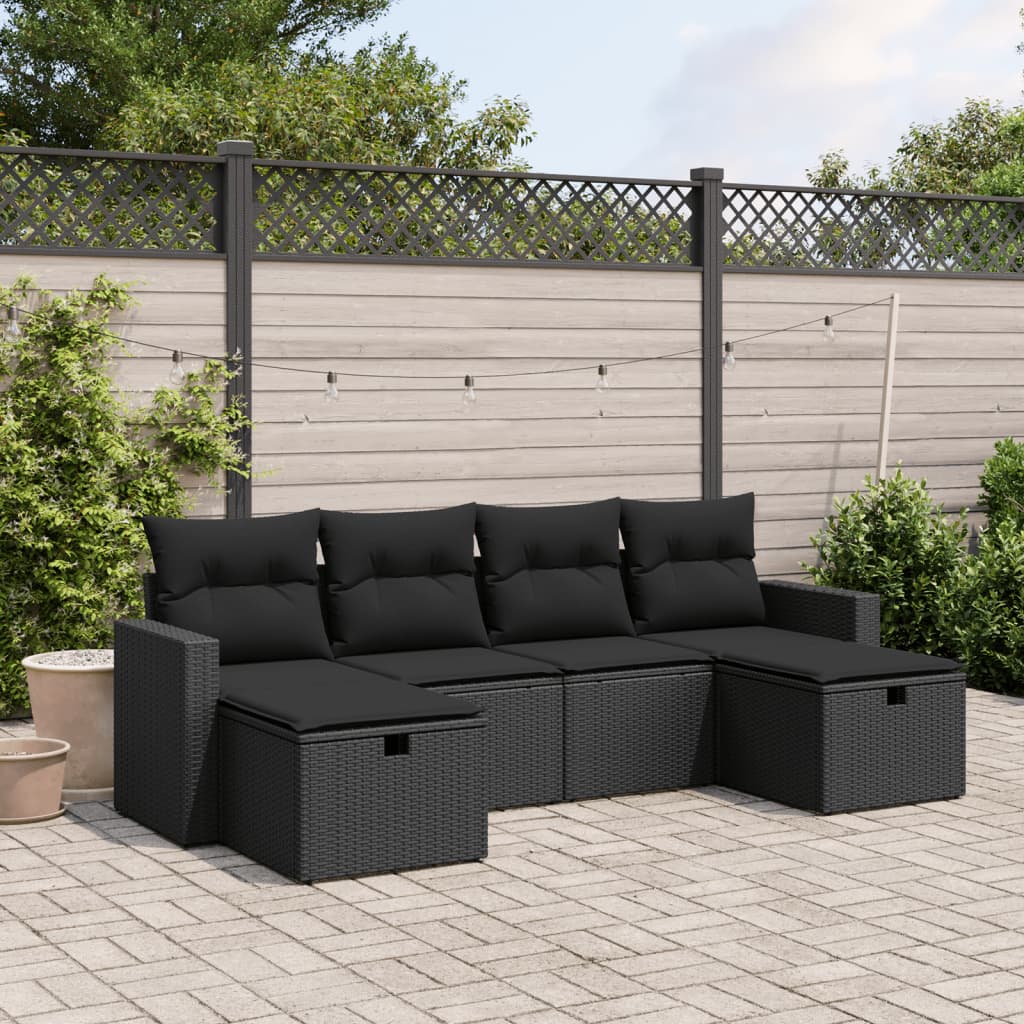 Soffgrupp För Trädgården Med Dynor 6 Delar Beige Konstrotting