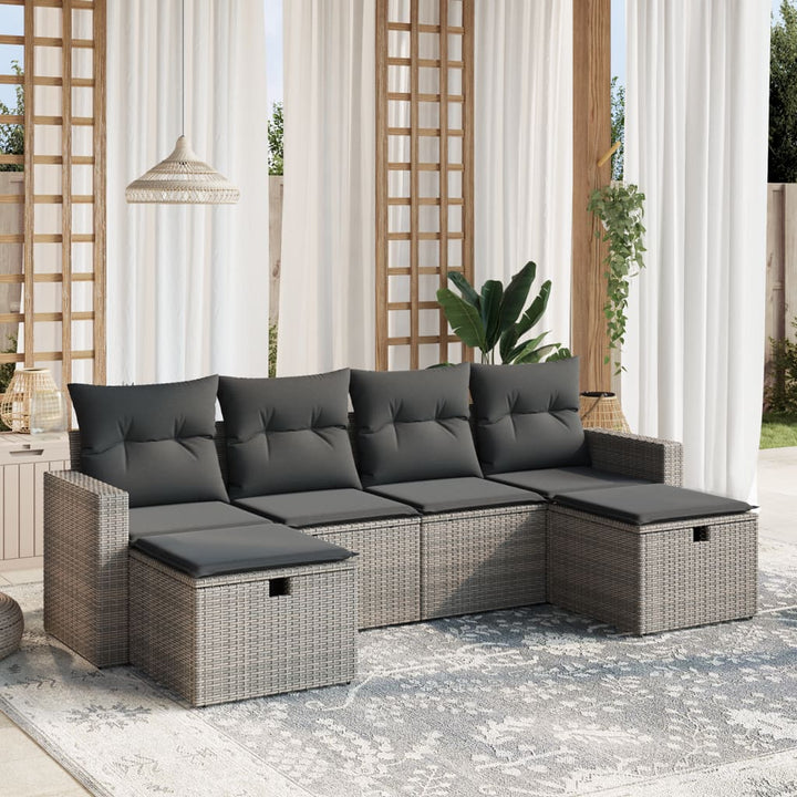 Soffgrupp För Trädgården Med Dynor 6 Delar Beige Konstrotting