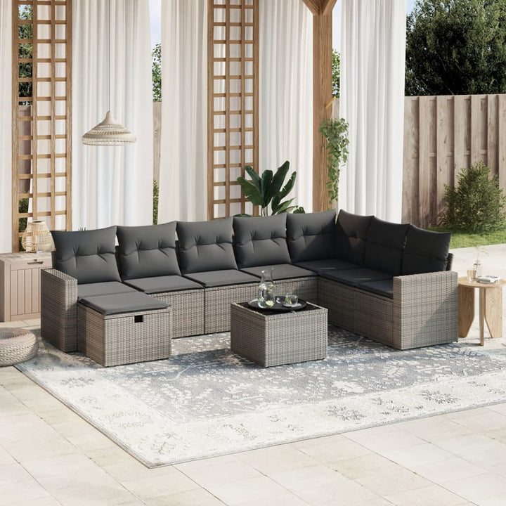 Matgrupp För Trädgården Med Dynor 8 Delar Beige Konstrotting