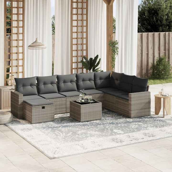 Matgrupp För Trädgården Med Dynor 8 Delar Beige Konstrotting