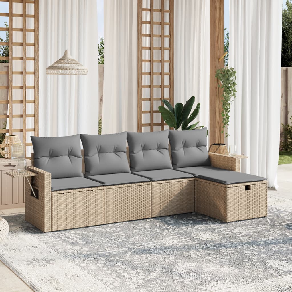 Loungegrupp För Trädgården Med Dynor 5 Delar Svart Konstrotting