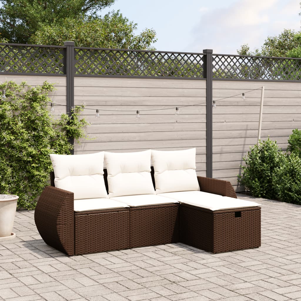 Soffgrupp För Trädgård Med Dynor 4 Delar Beige Konstrotting