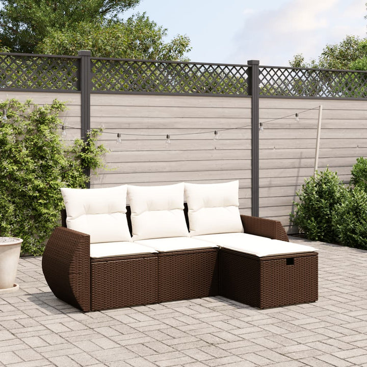 Soffgrupp För Trädgård Med Dynor 4 Delar Beige Konstrotting