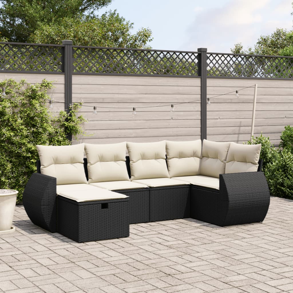 Matgrupp För Trädgården Med Dynor 7 Delar Beige Konstrotting