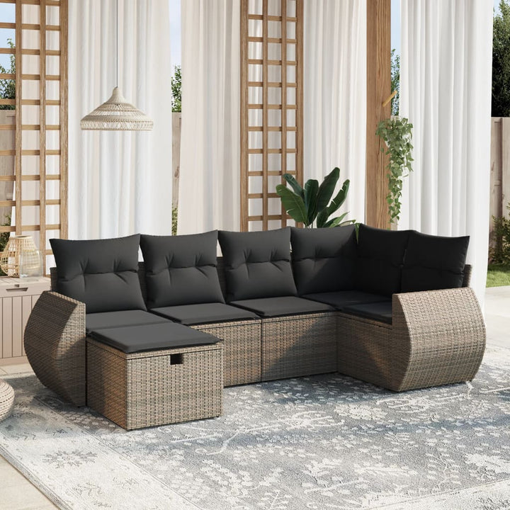 Matgrupp För Trädgården Med Dynor 7 Delar Beige Konstrotting