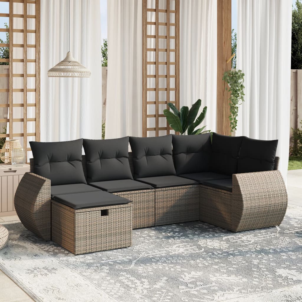 Matgrupp För Trädgården Med Dynor 7 Delar Beige Konstrotting