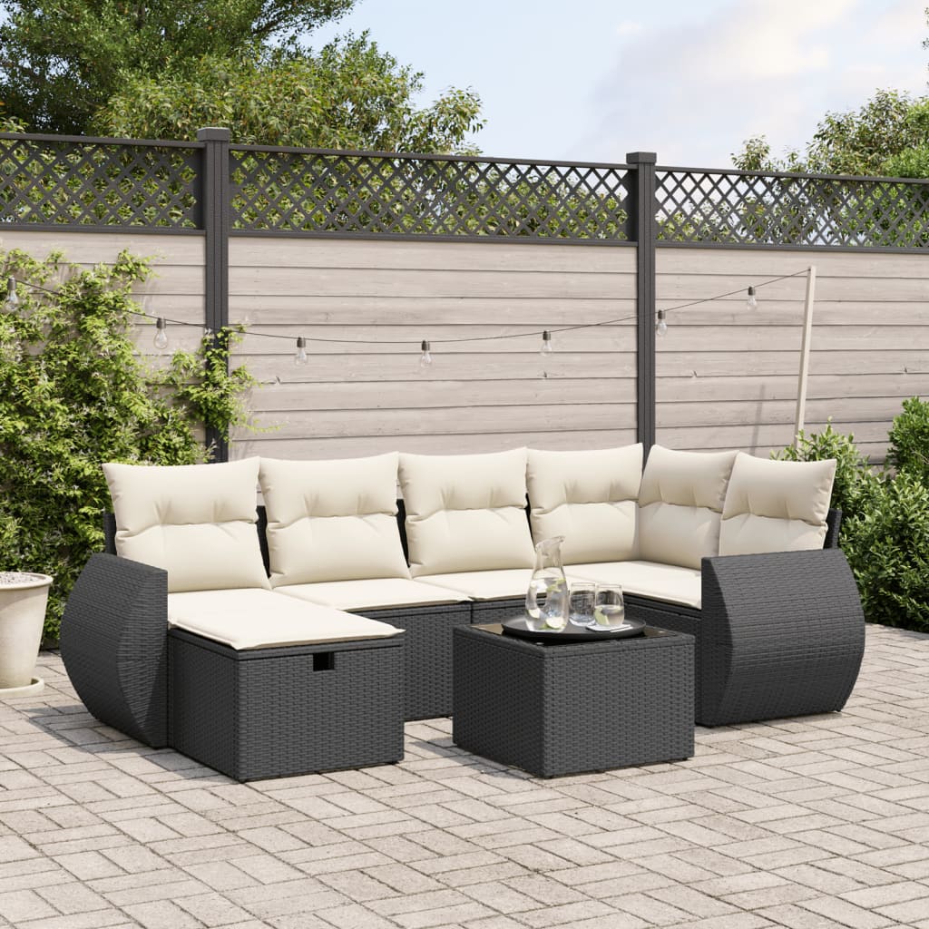 Matgrupp För Trädgården Med Dynor 7 Delar Beige Konstrotting