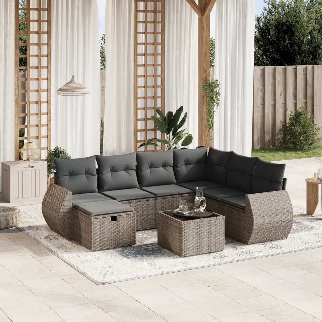 Loungegrupp För Trädgården Med Dynor 8 Delar Konstrotting