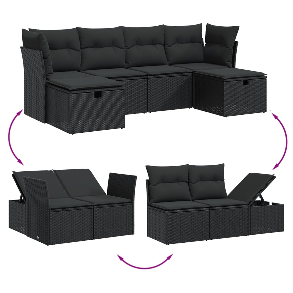 Loungegrupp Med Dynor 6 Delar Konstrotting