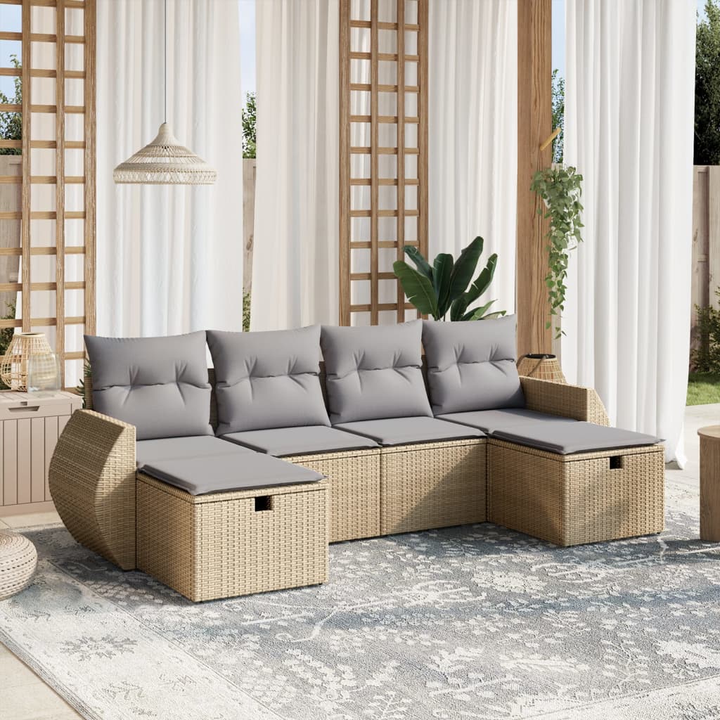Loungegrupp Med Dynor 6 Delar Konstrotting