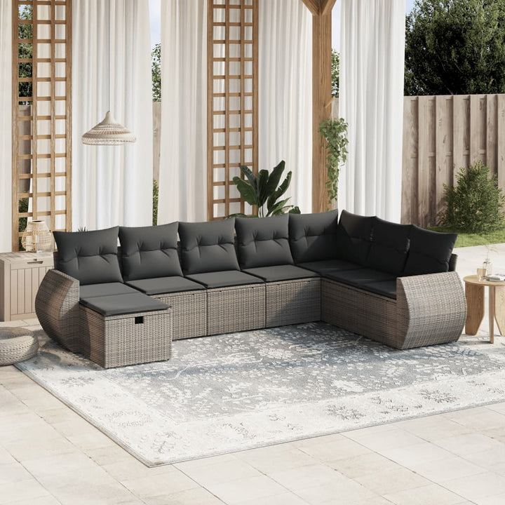 Matgrupp För Trädgården Med Dynor 8 Delar Beige Konstrotting