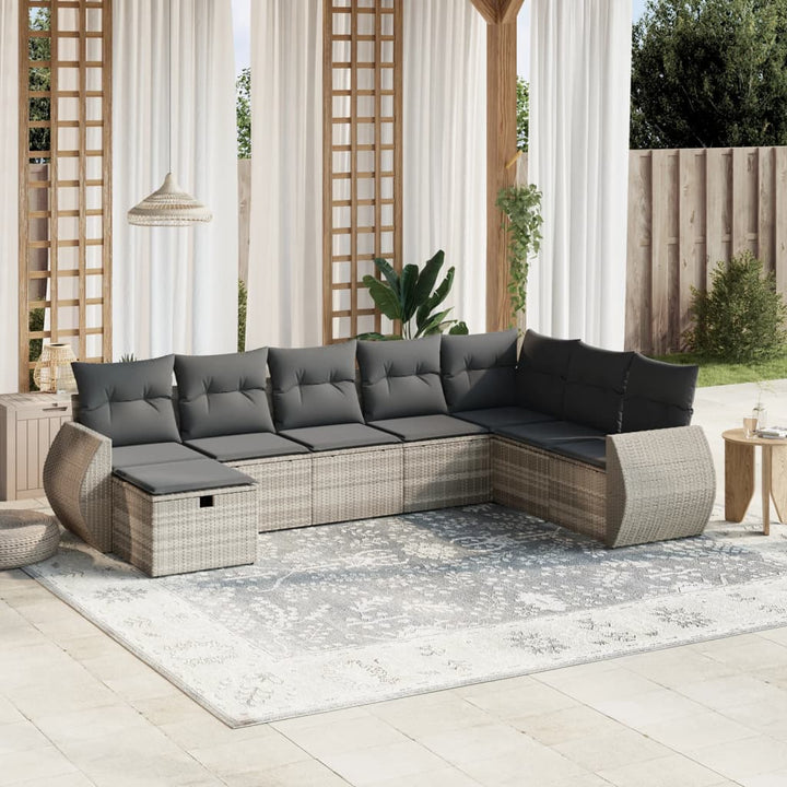 Matgrupp För Trädgården Med Dynor 8 Delar Beige Konstrotting