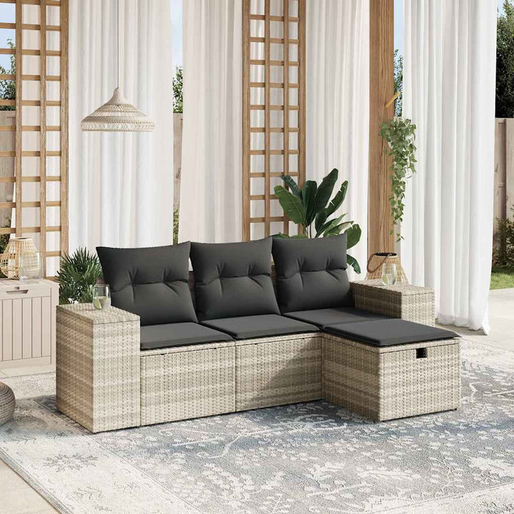 Soffgrupp För Trädgård Med Dynor 4 Delar Beige Konstrotting